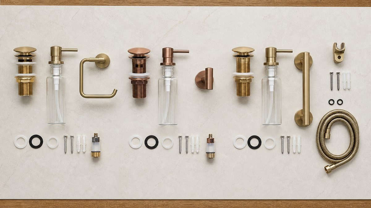 hotel room accessory kits with drains soap dispensers seals screws and spare parts