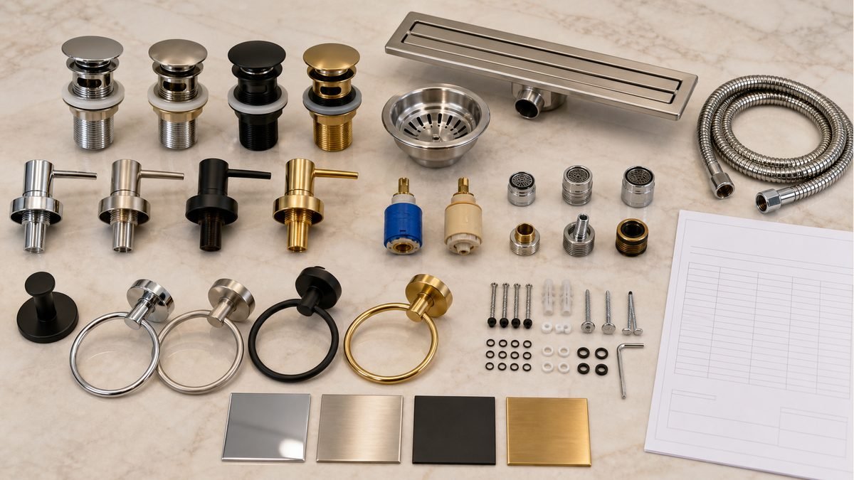finish matched kitchen and bathroom accessories bundle checklist