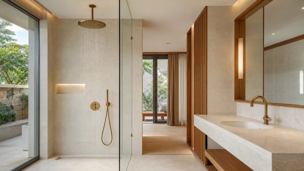 hotel rain shower consistency and matching bathroom faucet specification
