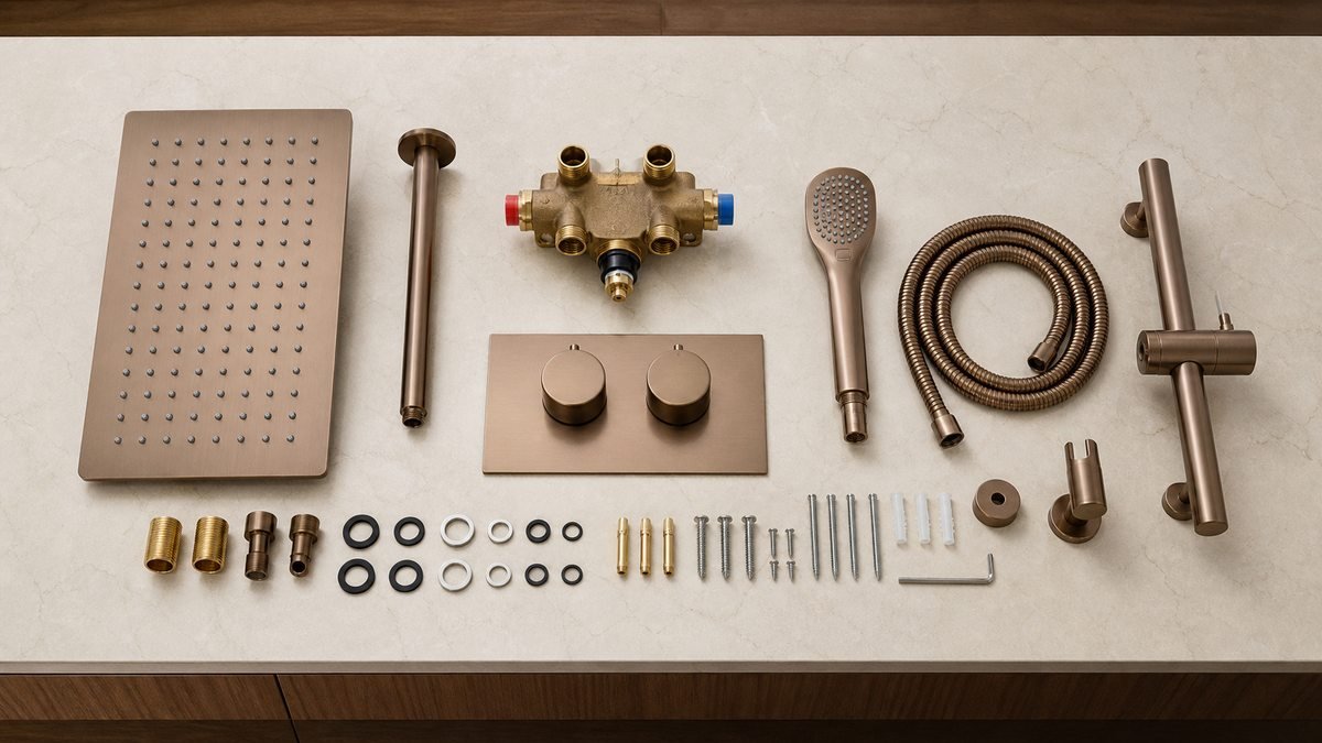 large rain shower thermostatic valve trim hand shower and installation package