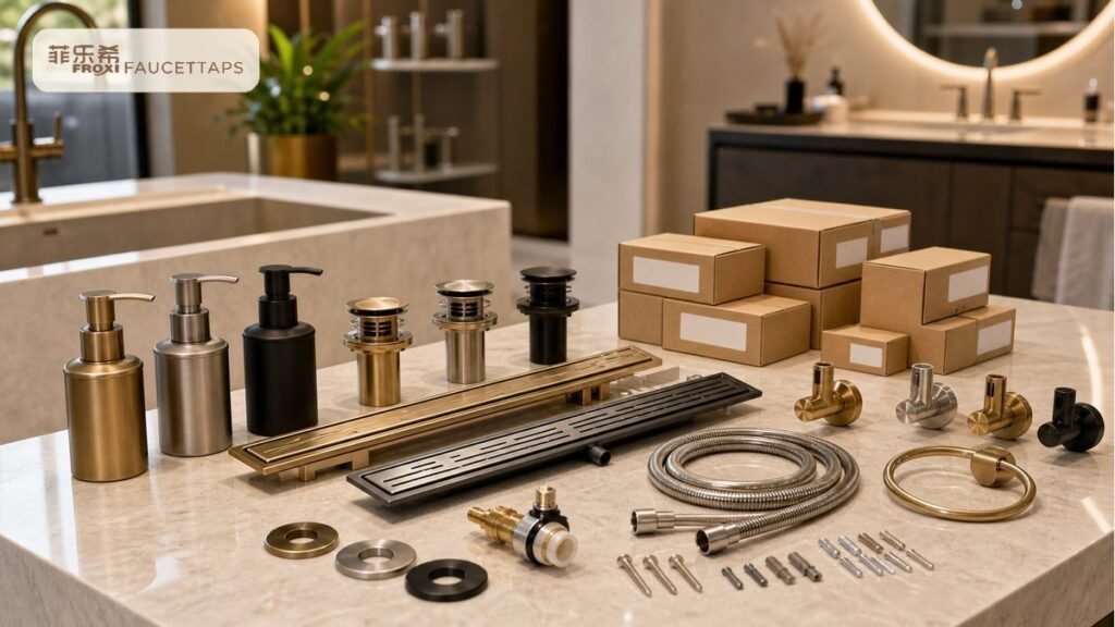 finish matched kitchen and bathroom accessories bundle